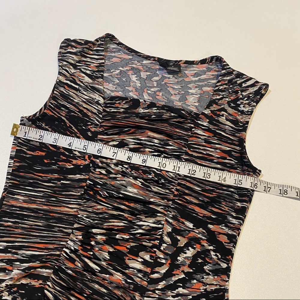 New Directions Abstract Ruched Square Neck Top - Picture 5 of 7